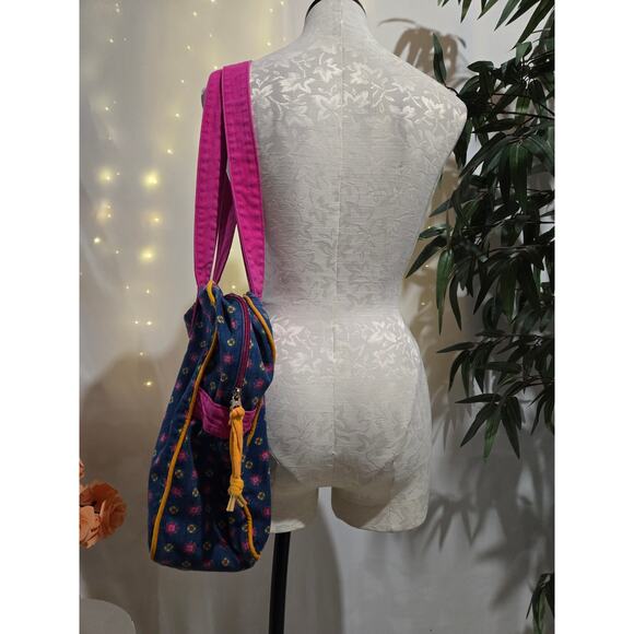 Vtg 80s 90s Esprit Floral Weekend Duffel Tote Bag Large Double Shoulder Strap - Picture 4 of 12